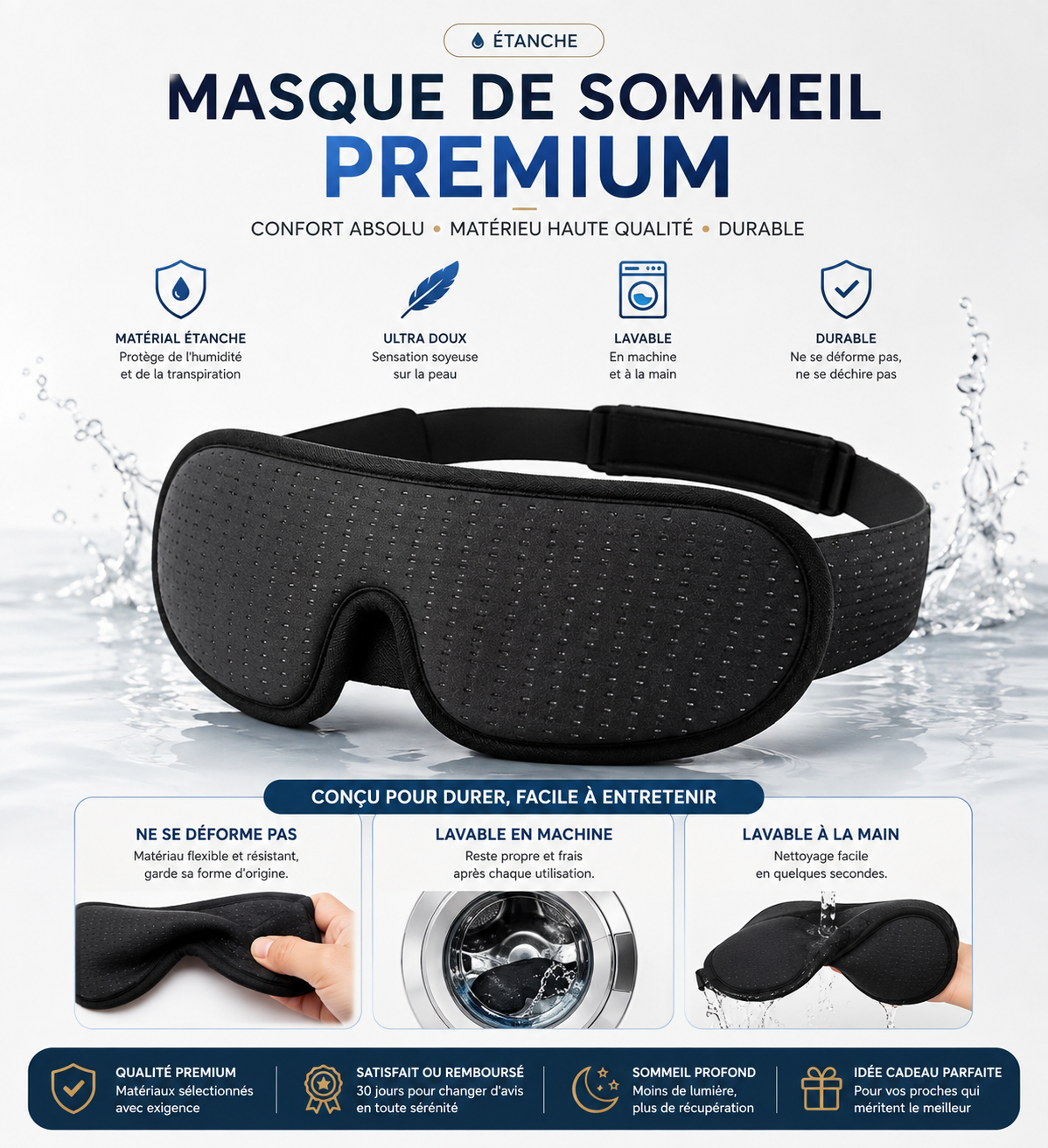 Masque de sommeil 3D LUNEA™ | Confort ergonomique & occultation totale
