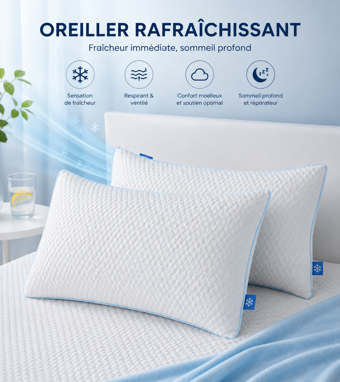 Oreiller rafraîchissant LUNEA™ | Mémoire de forme & gel refroidissant
